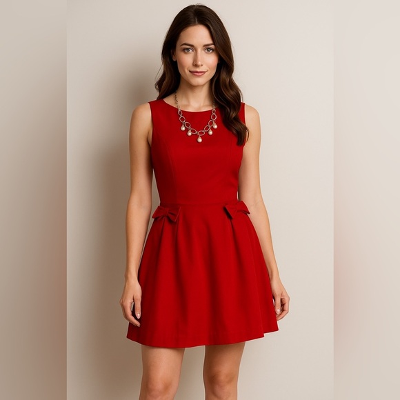 Taylor women’s red sleeveless dress with bow accents. Classy Holiday Size 10 - Picture 1 of 9